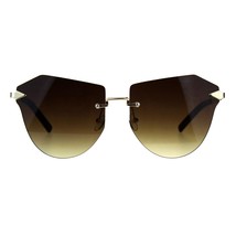 Rimless Fashion Sunglasses Womens Designer Style Shades Gold UV 400 - £14.94 GBP