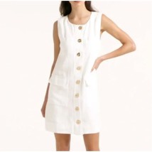 J. Crew Womens Button Front Shift Dress Linen White XL - £57.24 GBP