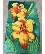 55”x32” Colorful Day Lily Flowers Soft Lap Blanket Throw W/Whipstitch Edge - £6.25 GBP