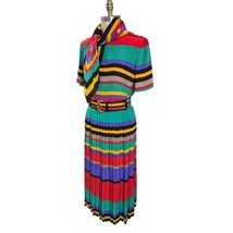 Own the Era: Vintage 80s/90s Carlisle 100% Silk 4-Piece Striped Skirt Su... - $118.80