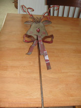Christmas Reindeer Deer Decoration Folk Art Outdoor or Indoor - Sturdy Metal - £27.24 GBP