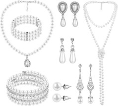 8 Pcs Pearl Jewelry Set - £23.79 GBP