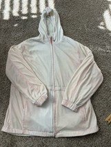 London Fog Womens Full Zip Sweater Hooded Fleece Lining Size Medium Pink... - $14.01