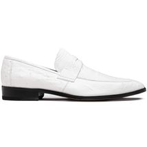Fangio Classic Penny Loafer Genuine Ostrich Quill Shoes White image 2