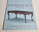 Christie&#39;s New York Important English Furniture April 19, 2001 Auction C... - $22.98