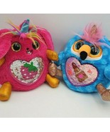 Zuru Rainbowcorn Round Plush Stuffed Animal Lot Of 2 - Pink Bunny &amp; Blue... - $45.09 CAD