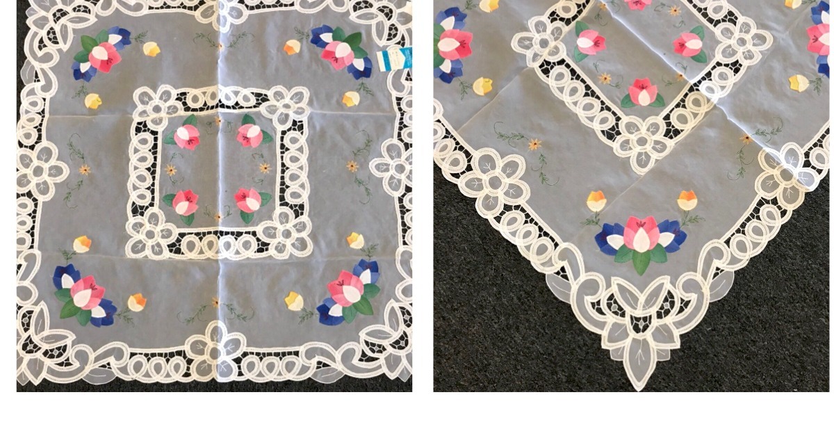 Sqaure Embroidery Fabric White Tablecloth Side End Coffee Table Night St... - $27.99