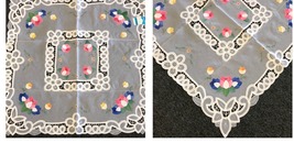 Sqaure Embroidery Fabric White Tablecloth Side End Coffee Table Night St... - $27.99