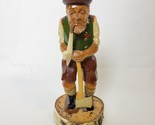 Vintage Hand Carved German Bavarian Alpine woodsman Figurine Ax Pipe Int... - $38.60
