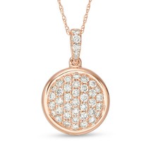 0.95 CT Imitation Diamant 14K Plaqué or Rose Pendentif Cercle Collier 18 &quot; - £153.17 GBP