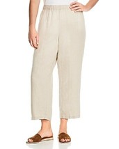 Eileen Fisher Plus Organic Linen Cropped Pants Unmat Etoffe Nat Beige ( 3X )  - £105.67 GBP