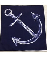 Throw Pillow Cover 17&quot; X 17&quot; Blue White Anchor Nautical Print Zipper - £7.11 GBP