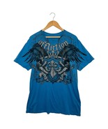 Affliction Shirt Mens 2XL Blue Graphic Wings Crest Fleur De Lis 2000s Y2... - $34.71 CAD