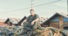 Vintage Photo Slide Vietnam War Era Soldier Stationed Sitting Man Barracks - $19.99