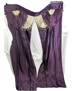 Luxury Purple &amp; light Gold Satin Curtain Drape W/Tassel Valance Window P... - $42.56