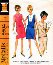 Misses 2-PIECE DRESS Vintage 1966 McCall&#39;s Pattern 8604 Size 14 UNCUT - $12.00