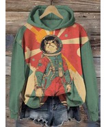 Women&#39;s Legendary Cat Astronaut Color Block Art Print Hoodie - $30.00