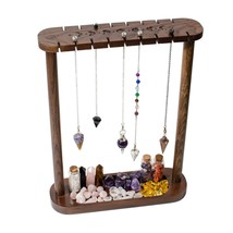 Pendulum Display Stand with Tray | Wooden Crystal Stone Holder Up to 17 ... - $29.60