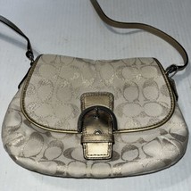 Coach SOHO Buckle Flap Khaki Metallic Jacquard Leather Buckle Crossbody 47007 - $48.51