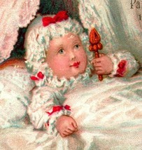Victorian Trade Card Kennedys Paris &amp; Millenery Philadelphia Baby w Ratt... - £7.69 GBP