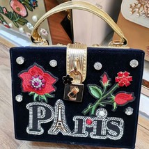 PU Embroidery Red Rose Flower Beaded Fashion Women  Handbags Messenger Crossbody - £97.12 GBP