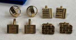 Mens Cufflink Lot Fashion Jewelry Bullet Back Goldtone Geometric Shapes Swank - £23.75 GBP