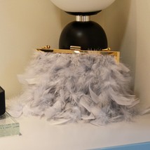 Elegant Feather Party Evening Bag Pearl Handle Chain Clutch Bag for Women Purses - £41.17 GBP