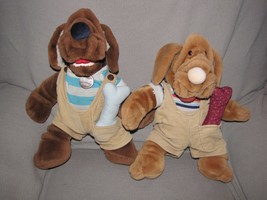 GANZ WRINKLES STUFFED PLUSH BOY DOG PUPPET LOT OF 2 CORDUROY OVERALLS BO... - £55.52 GBP