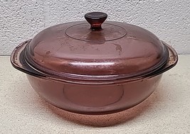 Pyrex Cranberry Casserole Dish with Lid  2L Round 024 D24 Vision Ware  - $24.89