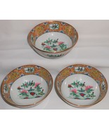 Set (3) DECORATED IN HONG KING Vintage Rice or Soup Bowls ASIAN DESIGN - £23.82 GBP