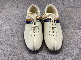 Striker Bowling VTG Men’s Shoes 13  Navy Brown stripes Cream Leather . - £30.99 GBP