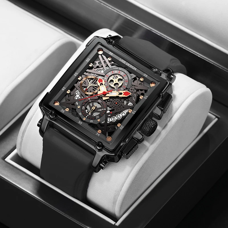 Ew lige men watches top brand luxury hollow square sport watch for men fashion silicone thumb200