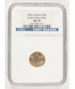 2007 1/10 Oz. G$5 Oro Aquila Americana Graded Da NGC Come MS70 Early Rel... - $795.52 CAD