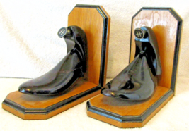 Antique Black Bakelite Cobbler Shoe Form H Bookends  - £157.48 GBP