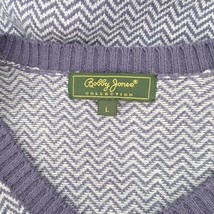 Bobby Jones Blue Wool Cashmere Men&#39;s Sweater Size L Herringbone V Neck - £23.70 GBP