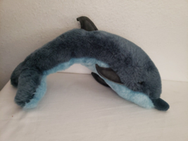 Vintage 1986 Gund Bottlenose Dolphin Plush Stuffed Animal Blue Curved - £15.81 GBP