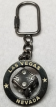 Industrial Las Vegas Keychain Spinning Dice 1980s Metal Vintage - $12.30