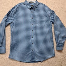 Cabela&#39;s Shirt Mens XLT Tall Blue Plaid Wrinkle Free Long Sleeve Button ... - $17.42