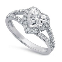 1.85CT Coeur Imitation Diamant Bague Solitaire Fiançailles 14K Plaqué or Blanc - £70.90 GBP