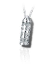 Sterling Silver Leaves &amp; Cross Traditional Funeral Cremation Urn Pendant w/Chain - $299.00