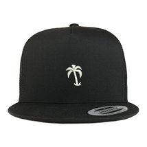 Trendy Apparel Shop Palm Tree Solid White Embroidered 5 Panel Flat Bill Trucker  - £19.76 GBP