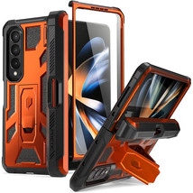 For Galaxy Z Fold 4 5G Case Shockproof Cover With S Pen Holder Metallic Orange - £31.96 GBP