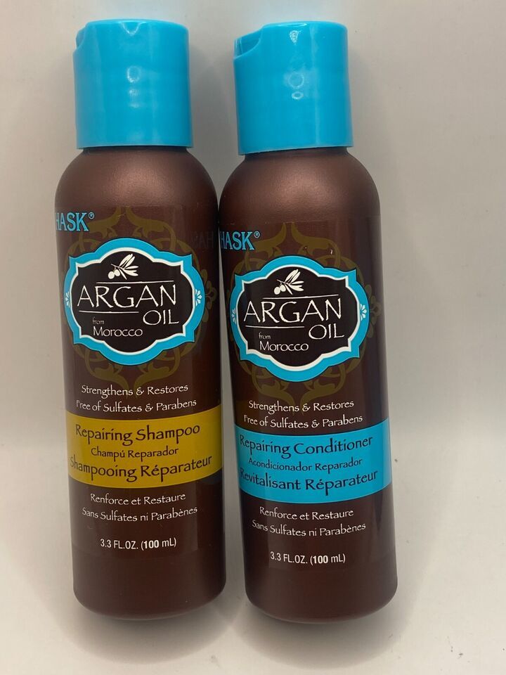 HASK Argan Oil Repairing Shampoo & Conditioner Travel Size Combo Set 3.3oz each