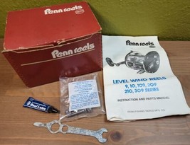 Vintage 1986 Penn 209ms Level Wind Reel Box Manual Rod Clamp Reel Lube &amp;... - $34.64
