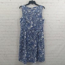 Anne Klein Dress Womens 8 Blue Paisley Linen Blend Sleeveless Boatneck D... - $24.99