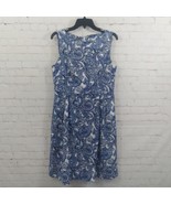Anne Klein Dress Womens 8 Blue Paisley Linen Blend Sleeveless Boatneck D... - £19.74 GBP