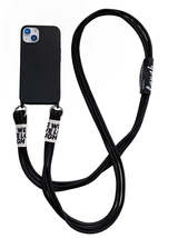 Anymob iPhone Black Crossbody Lanyard Neck Strap Cord Case Matte Soft Silicone  - £23.04 GBP