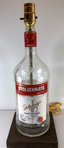 Stolichnaya Large 1.75L Liquor Bar Bottle Lounge TABLE LAMP Light w/ Woo... - £43.47 GBP