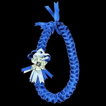 Graduation Money Lei Flower Crisp Bills Blue &amp; White Four Braided Ribbons - £46.71 GBP