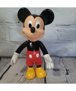 Vintage Disney Mickey Mouse Vinyl 6 1/2&quot; Articulated Toy Action Figure P... - $6.00